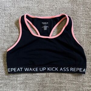 Torrid Black Sports Bra with Pink Trim